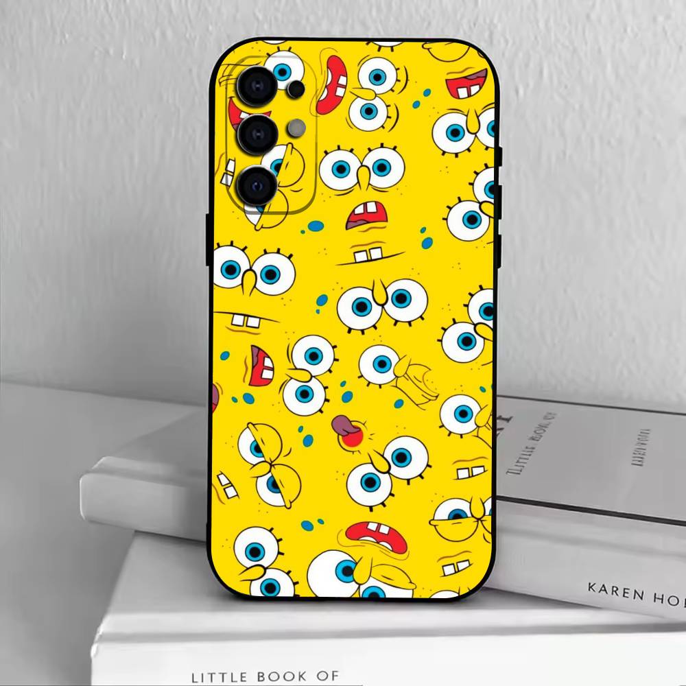 S-SpongeBob Baby Phone Case Black Silicone Soft For Samsung S25,S24,S21,S22,S23,S30,Ultra,S20,Plus,Fe,Lite