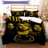 Smiley Nirvana Design Bed Bedding Set 1 Duvet Cover + 2 Pillowcases Soft Breathable Household Bed Linens