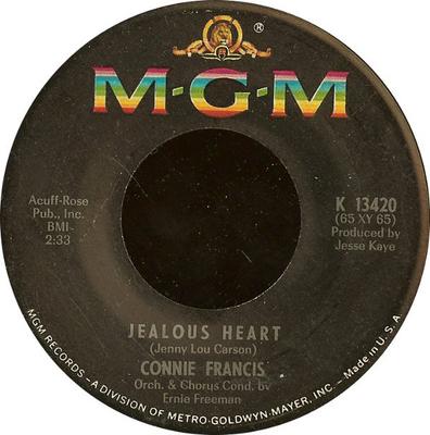 7inch Record CONNIE FRANCIS - Jealous Heart / Can I Rely On You K13420 MGM Records 1965 US Pop Used