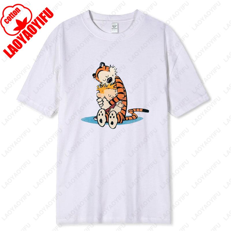 Vintage Inspired Calvin and Hobbes Graphic Tees Comfortable Cotton Unisex TShirt Classic Comic Print Men Women Loungewear Tops