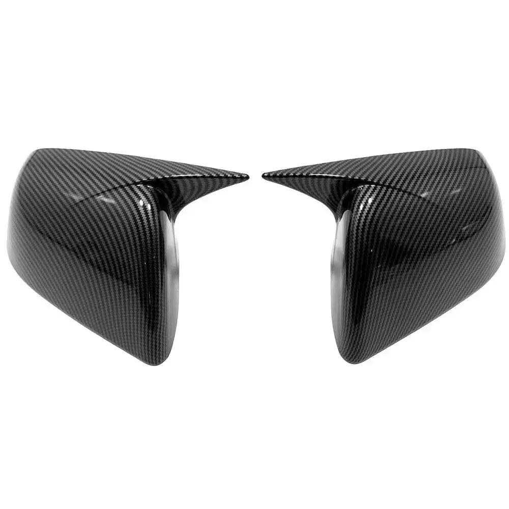 Exterior Rearview Side Mirror Housing Shell Cap Carbon Fiber Pattern Gloss Black Side Door Mirror Cover For Tesla Model Y 3