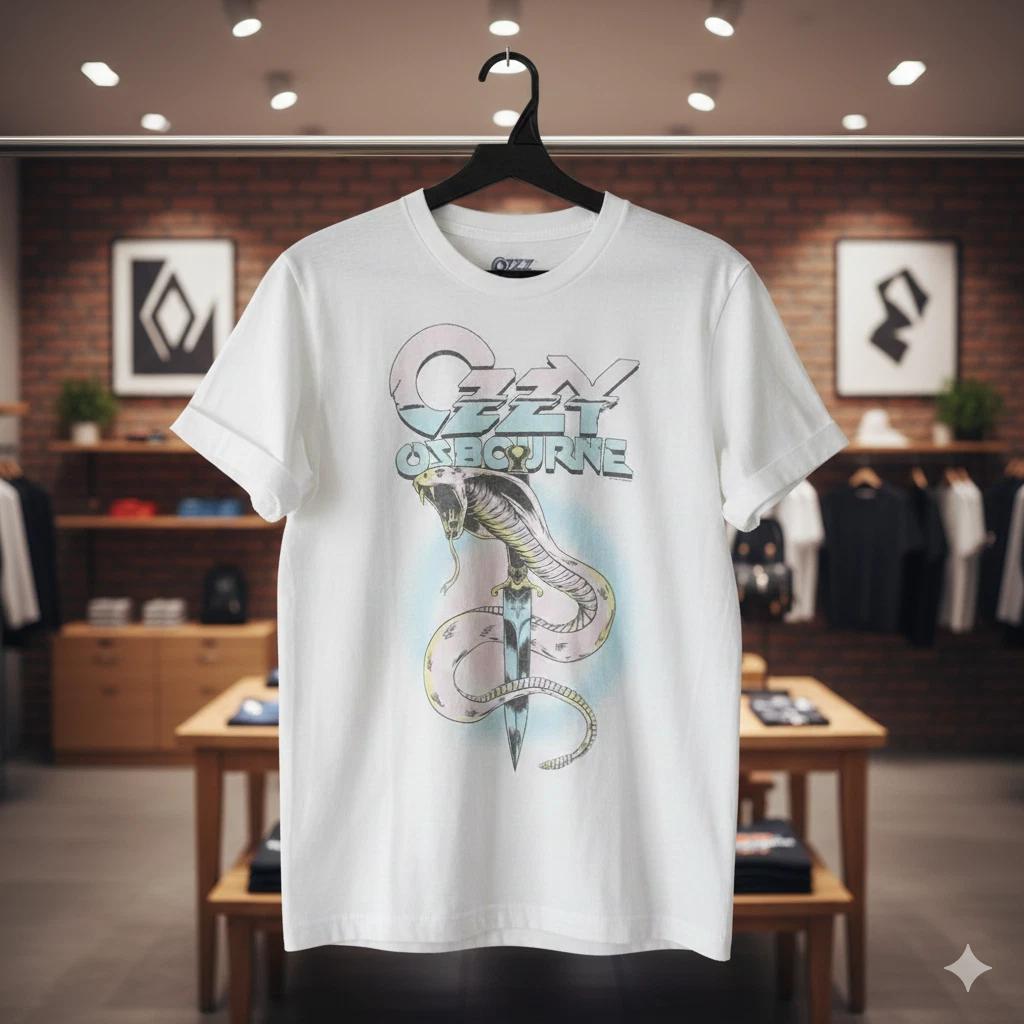 Vintage Heavy Metal Snake Dagger Graphic T-Shirt White - T750 XL