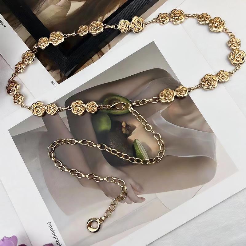 Premium Metal Flower Waist Chain: Versatile Belt Accessory for Skirts, Suits, and Pants