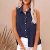 2025 European and American summer popular lapel cotton and linen buttons, sleeveless shirts women's clothing, shirts