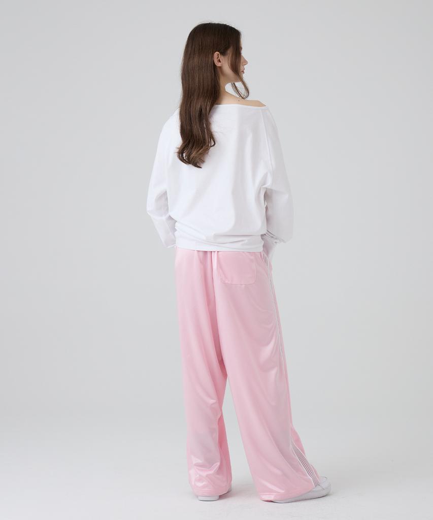 DANGLEDROP Dgdp Balloon Fit Curved Line Track Pants_Light Pink