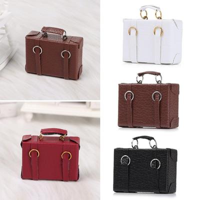 Accessories Play House Doll Leather Luggage Mini Suitcase Miniature Portable Trunk Vintage Wood Box