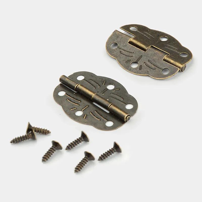 6pcs Mini Door Hinges Bronze Cabinet Drawer Hinges Decoration Jewellery Box Decorate Hinge For Furniture Hardware 30x22mm