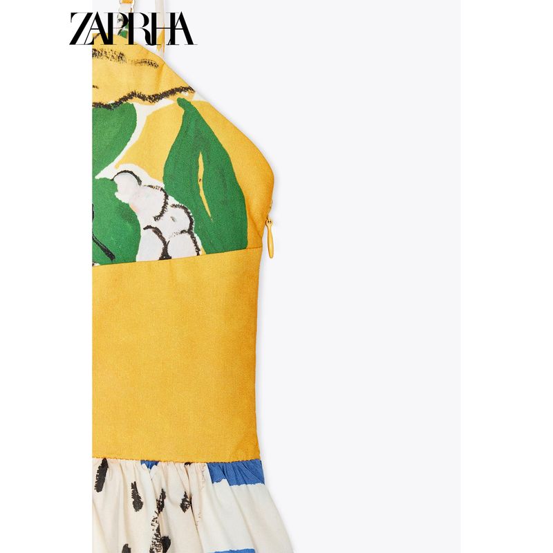 Zaprha 2025 New Arrival Sweet Sexy Pure Desire Fruit Printed Poplin Sling Dress Slim Looking 3455341