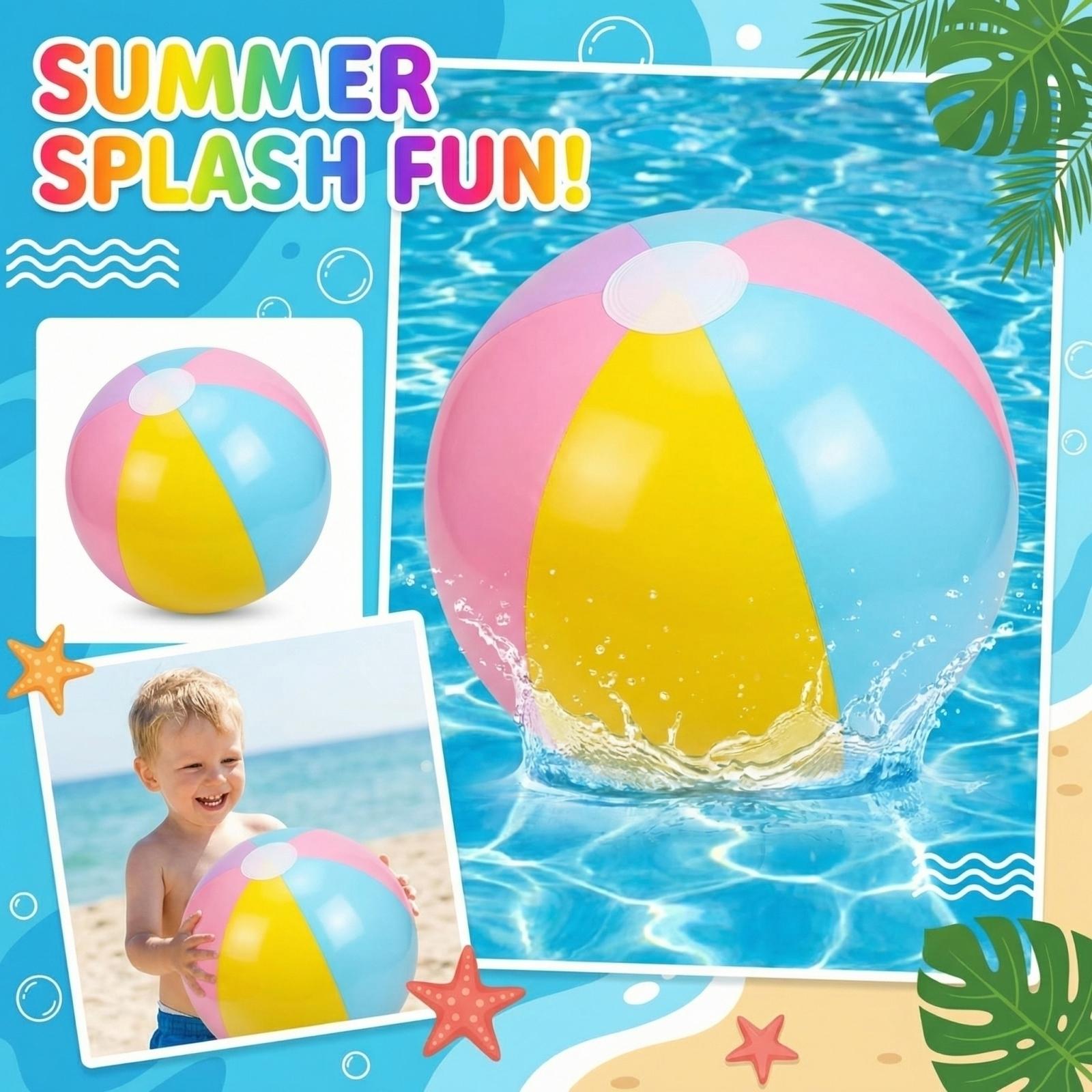 Color-blocked Children s Beach Ball, Thickened PVC Ball, Toy For Children. One Size