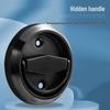 No-Drill Stainless Steel Hidden Door Pull Handle with Lock - Invisible Round Sliding Ring for TV Background Wall