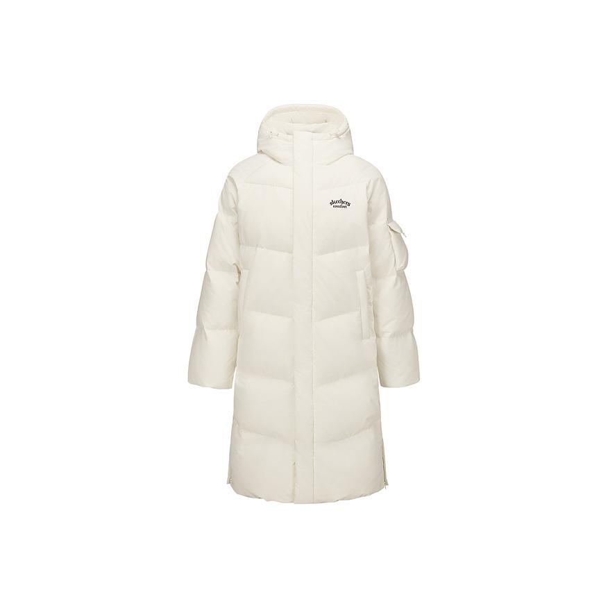 Skechers Windproof Water-Repellent Warm Comfortable Loose-Fit Street Fashion Versatile 600 Fill Duck Down Long Hooded Jacket L425U018-0074 M