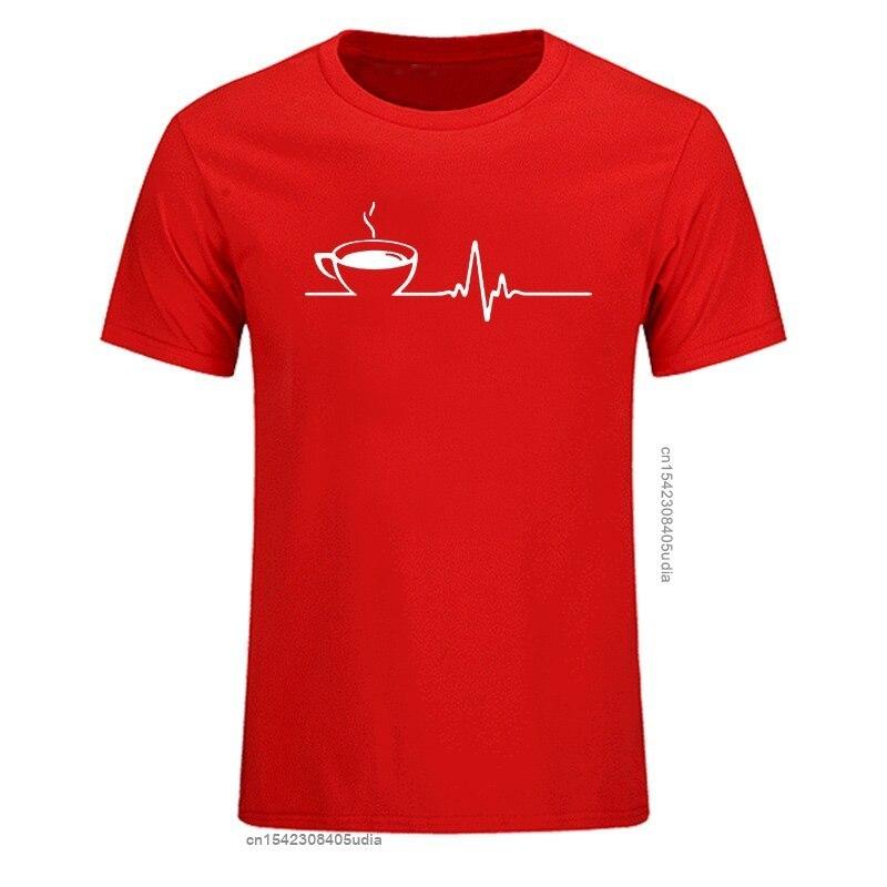 T Shirt Brand Men Short Sleeve Round Collar Coffee Heartbeat Camisas Casual The Funny Tshirt Printing T Shirts