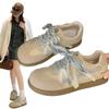 White Retro Versatile Flat-bottomed Inner Height-increasing German Training Shoes for Women's 2025 New Summer Thin Casual Sports Board Shoes