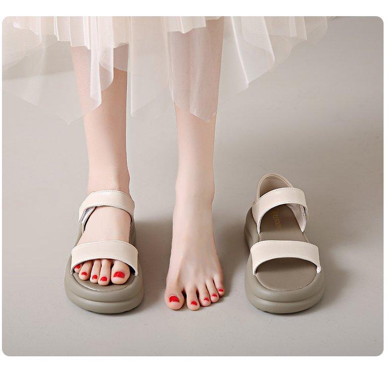 

thick-soled fish mouth sandals women s 2024 summer new hollow breathable Roman shoes large size Velcro thick-soled beach shoes 40