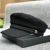 Japanese Handmade Fixed-Size Woolen Flat-Top Hat, Leather Along Octagonal Hat, Women'S Vacation Concave Shape Temperament Versatile