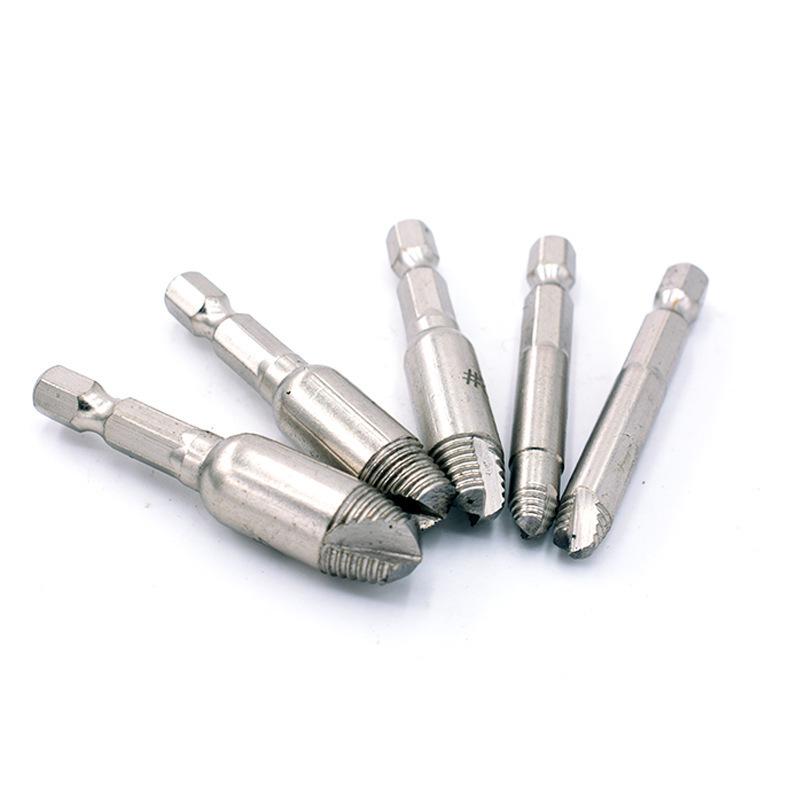 5-Piece Alloy Steel Screw Extractor Set for Stripped and Broken Screws