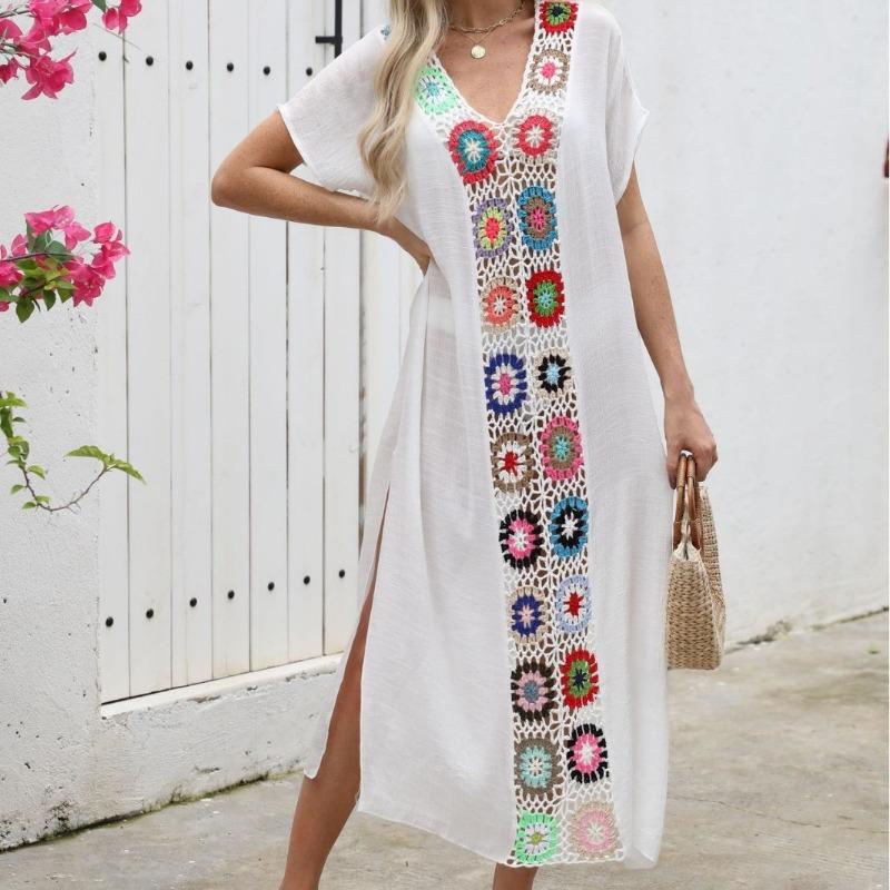 Hand Hook Dress, Slit Sexy Long Skirt, Long Robe, Beach Cover Skirt