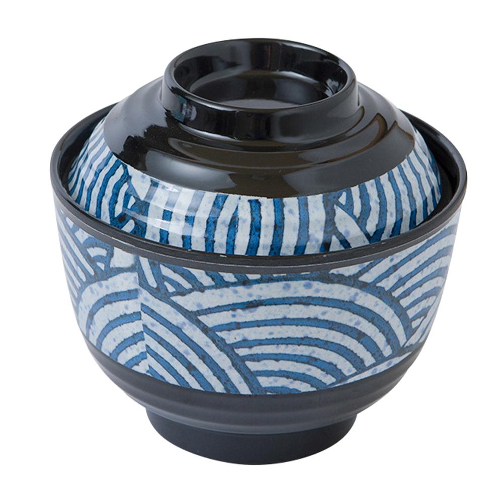 Thick Material Heat Resistant Fall Resistant Japanese Style Melamine Soup Bowl With Lid Ramen Miso Bowl Kitchen Dinnerware Set