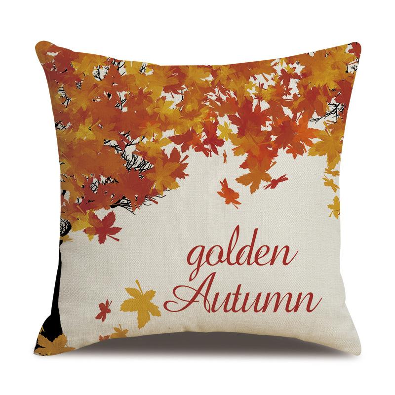 Thanksgiving Linen Pillow Case Autumn Pumpkin Print Supply Pillow Cushion Cover Premium Durable Quality Useful