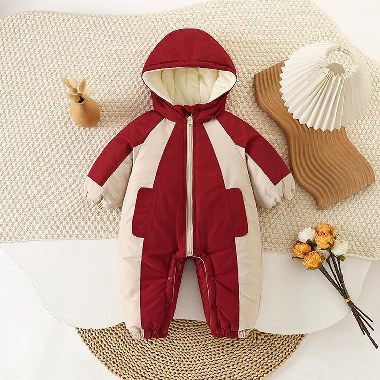 New Autumn & Winter Baby Fleece-Lined Cotton Onesie - Warm, Windproof, Long-Sleeved Romper for Children