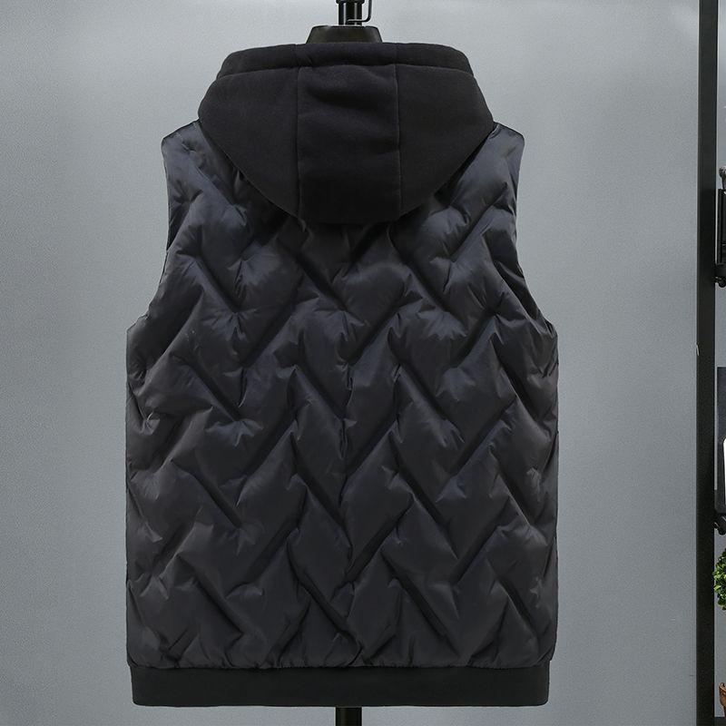 Men's Thick Hooded Cotton Vest - Casual Winter Sleeveless Jacket for Mid-aged & Young