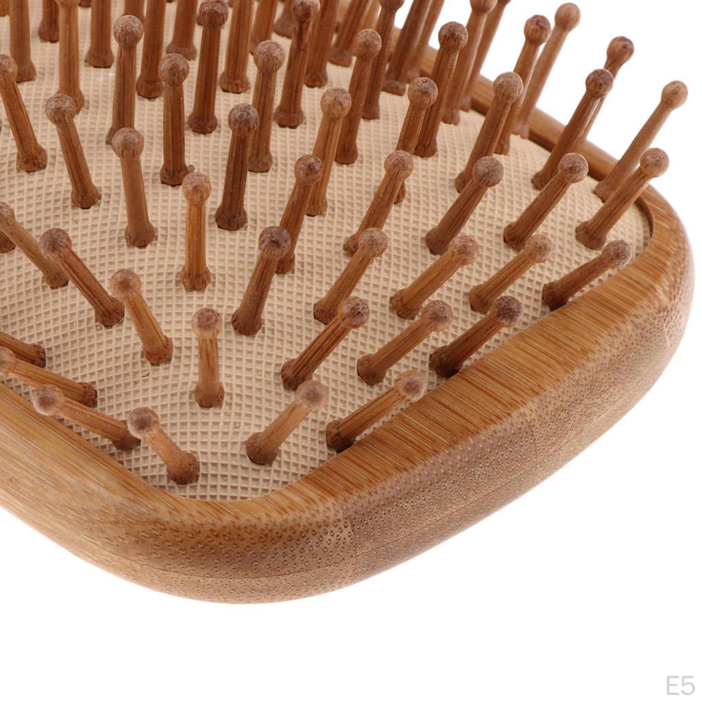 Bamboo Paddle Cushion Hairbrush Ball-Tipped Scalp Massage Brush Comb
