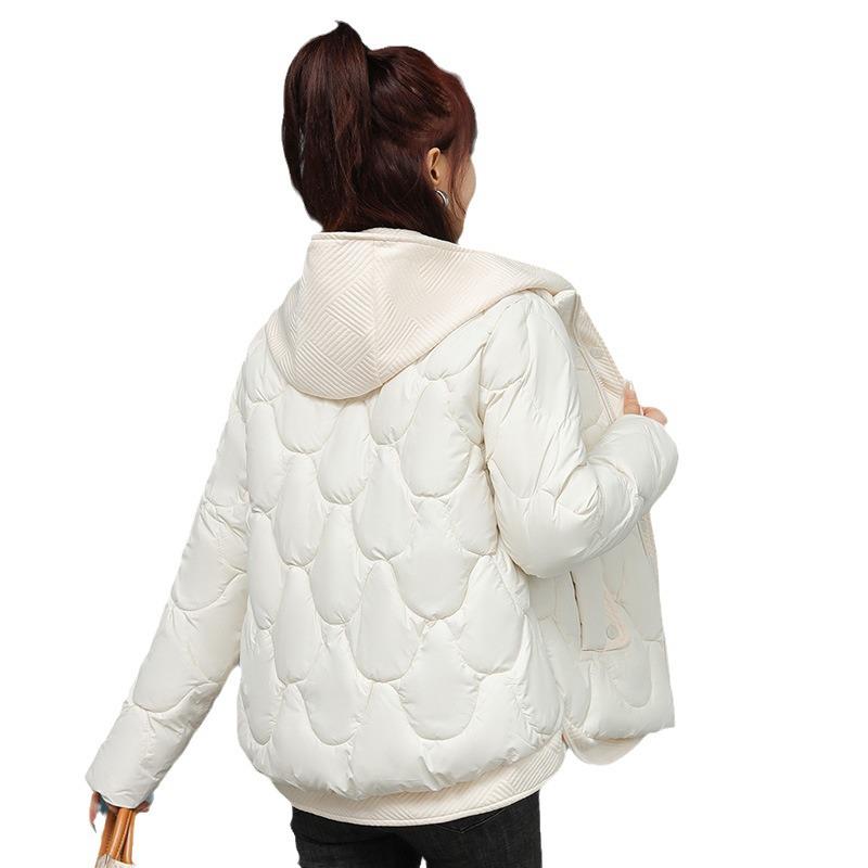 Women's Winter Down Cotton Jacket: Fake Two-Piece Style, Petite, Short, Loose Fit, Korean-Inspired, Bread Coat Design