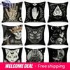 Halloween Decorations Cushion Cover X Cm Vintage Style Skeleton Black Cat Print Pillowcase Holiday Decor Throw Pillow Cover
