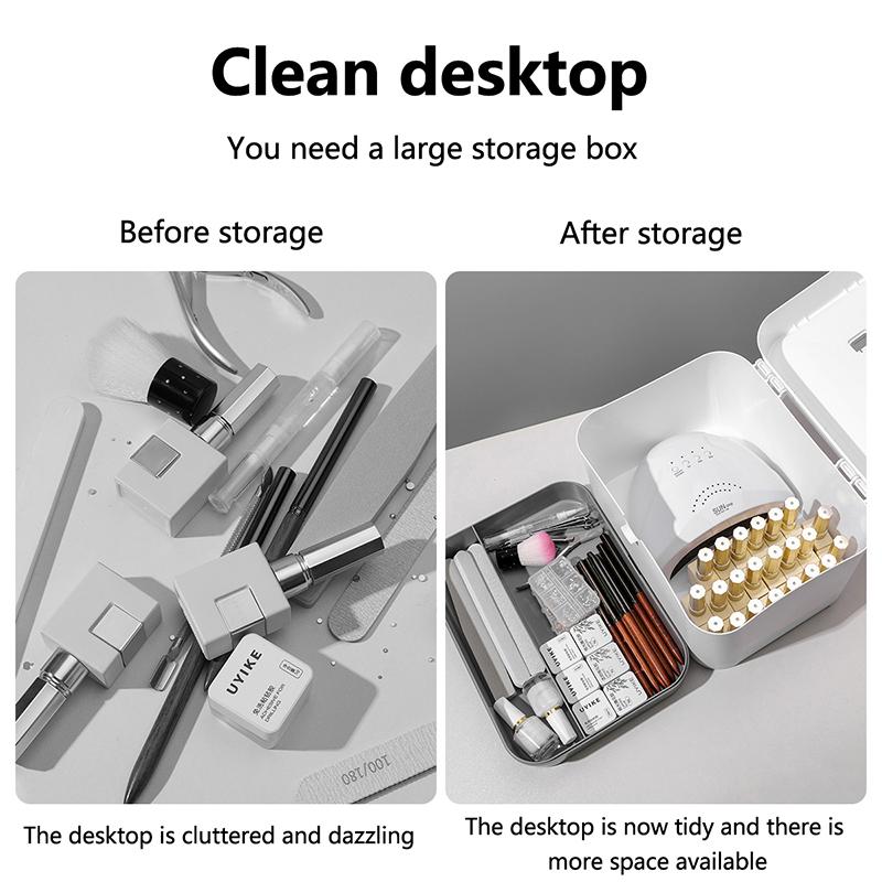 Hand-Held Desktop Storage Box Plastic Scissors Manicure Organizer Jewelry Nail Gel Polish Pen Container Manicure Tool Case