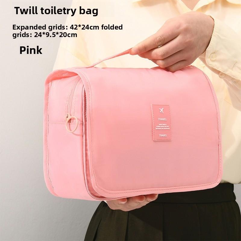 Travel Twill Hanging Toiletry Bag With Multiple Compartments For Home And Business Trip Use