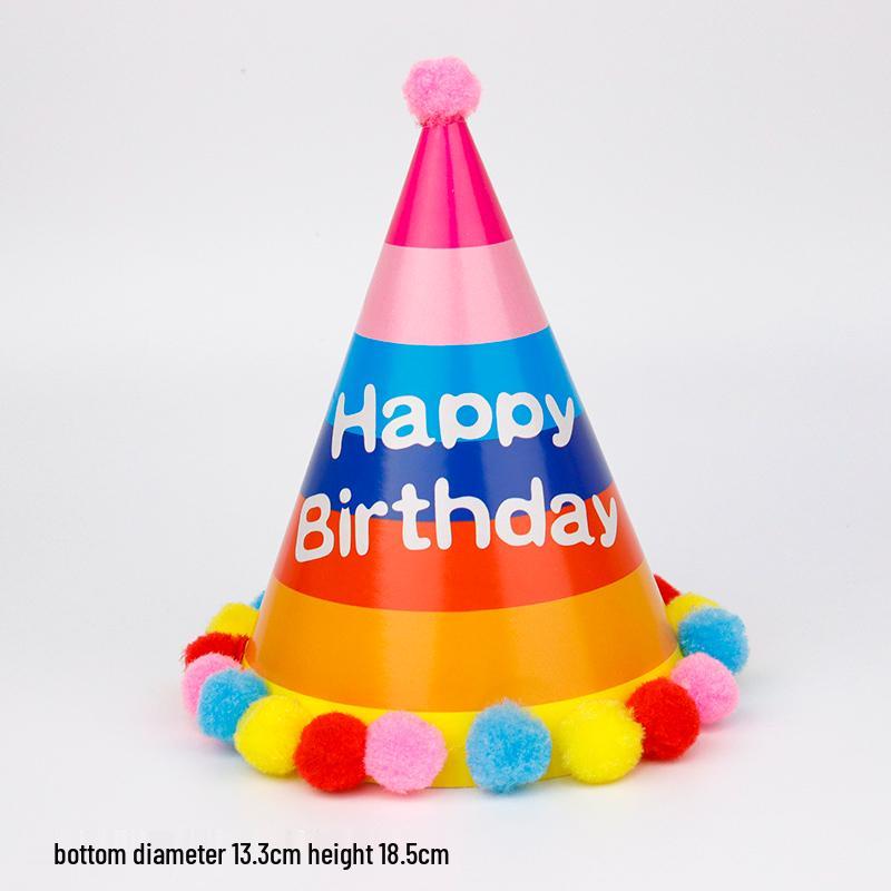 Creative Birthday Cake Pom-Pom Party Hat for Kids & Adults