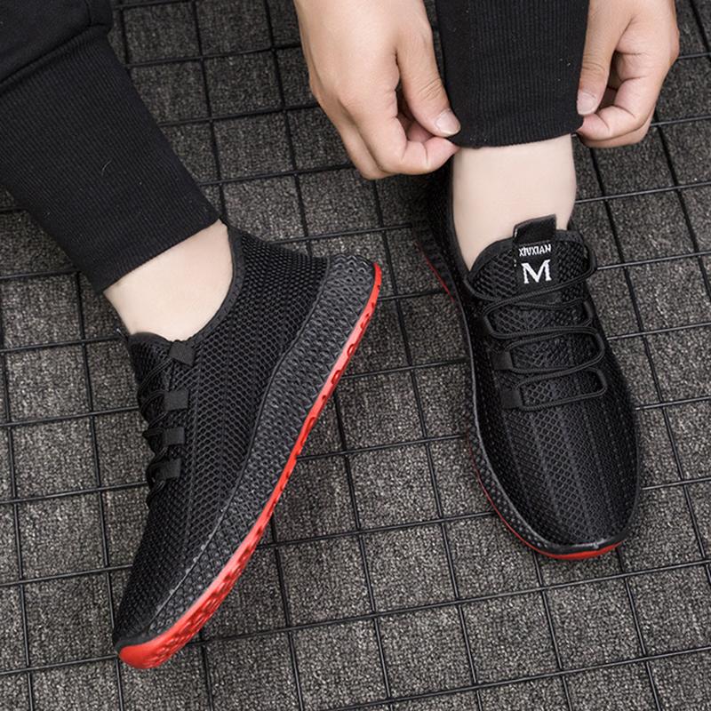 Fashion New Summer Men's Shoes Mesh Sneakers Fashion Flying Woven Running Shoes Trendy Black Casual Ultra-Soft Ultra-Light Mesh Shoes