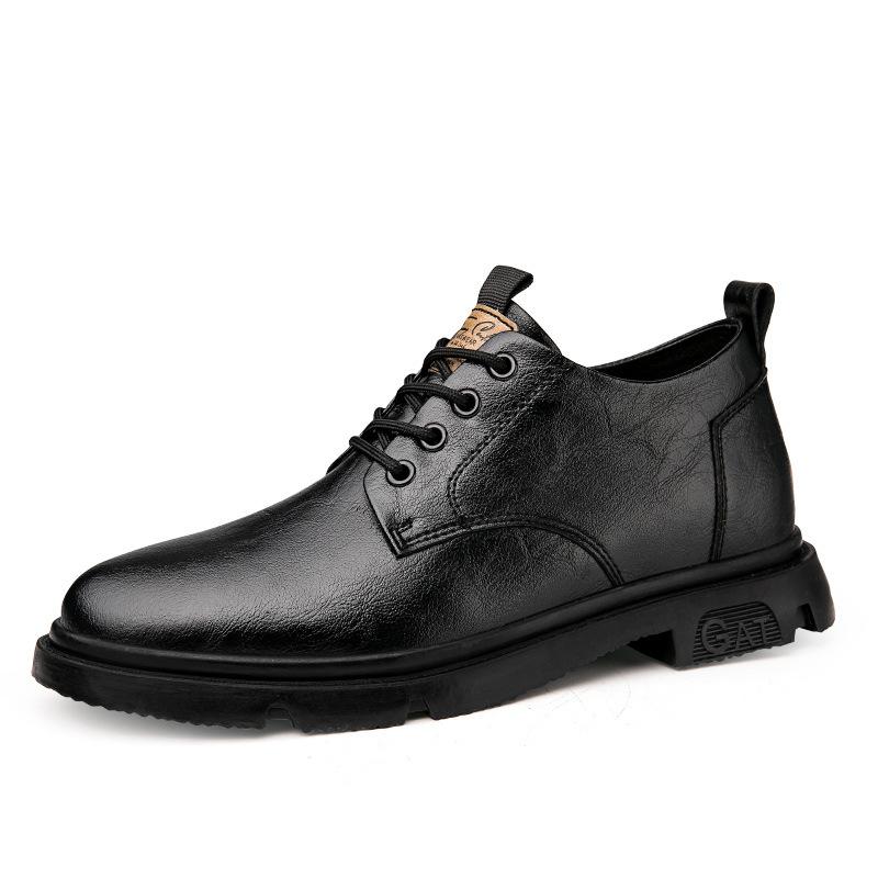 

Модная мужская деловая кожаная обувь, мужские повседневные дышащие рабочие ботинки, увеличение роста на 8 см, удобная внутри обувь ручной работы, трендовая обувь 44 чёрный