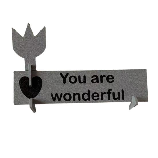 

3D Printed Flower Ornament You Are Wonderful Assembly Tulip Table Sign with Base Home Office Desktop Decoration Ornament серый