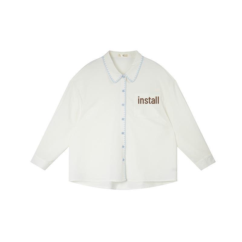 Shuangtian 2026 Spring Collection Plus Size Women s Embroidered Cartoon Applique Polo Shirt 3XL белый