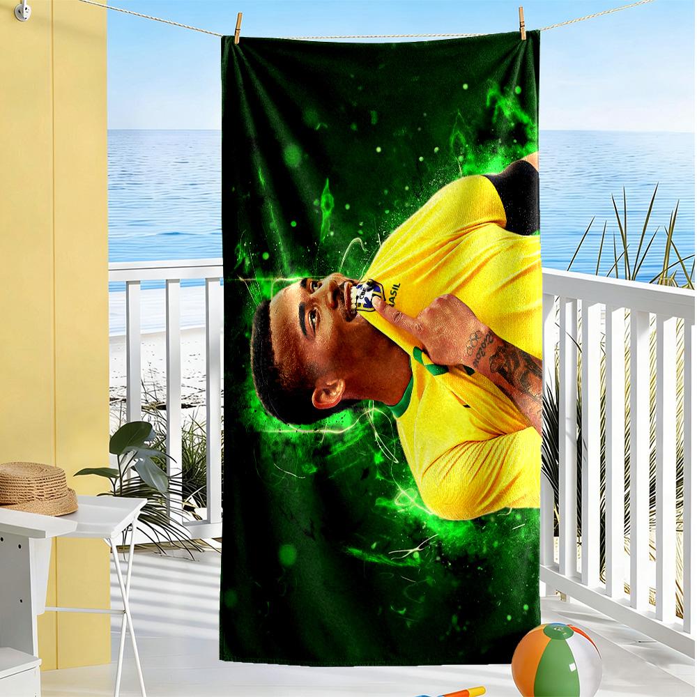 Soccer Player Blue Kit Beach Towel Soft Durable Quick-Dry Comfortable Lightweight Suitable for Swimming, Gym, Camping, Yoga Vacation