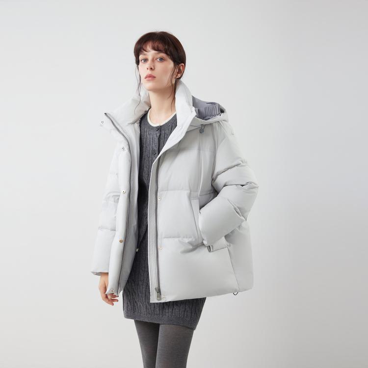 ELLE French Style Casual Versatile Long Sleeve Hooded Warm Puffer Jacket Women Outerwear EY52873