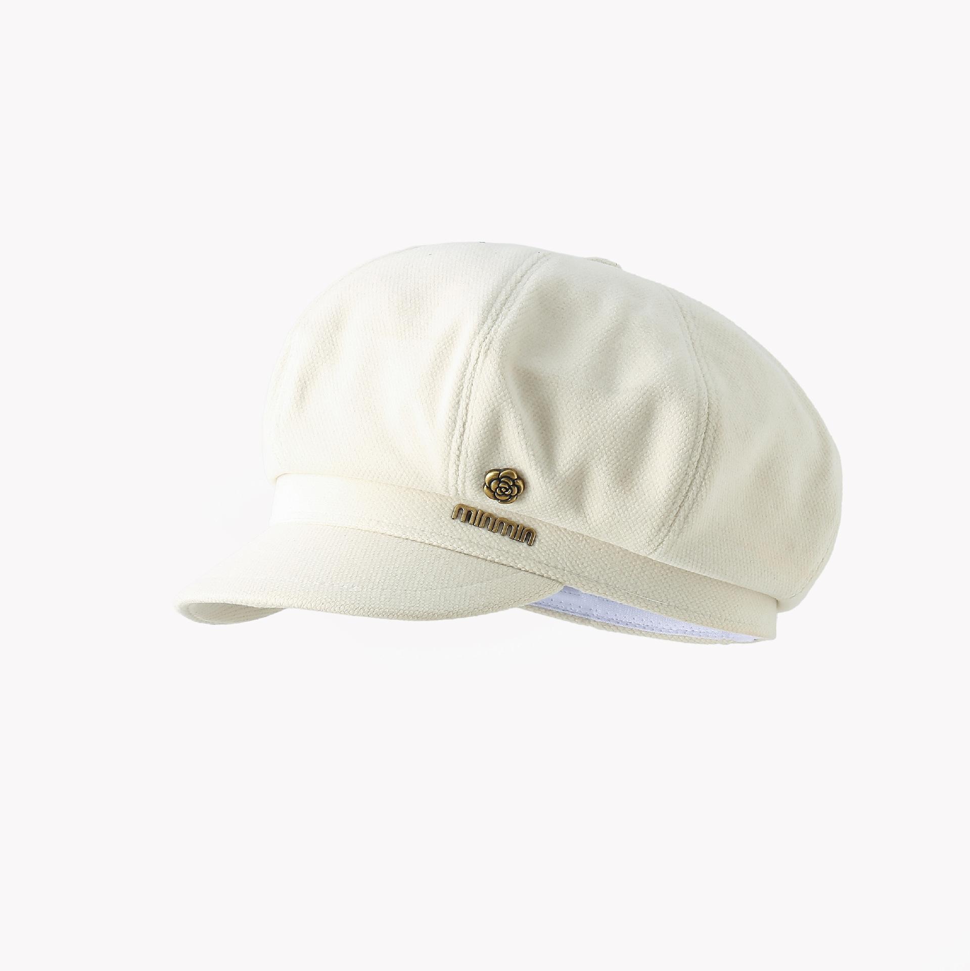 

New Hat for Women s Light Luxury Small Fragrance Style Metallic Standard Octagonal Hat Big Head Circumference Black Versatile Newspaper Boy Hat One Size