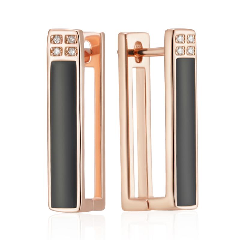 Fashion  Rose Gold Color White Enamel Drop Earrings For Women Girl Wedding Party Natural Zircon Eardrop Jewelry