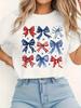 American Flag Bows Print T-shirt