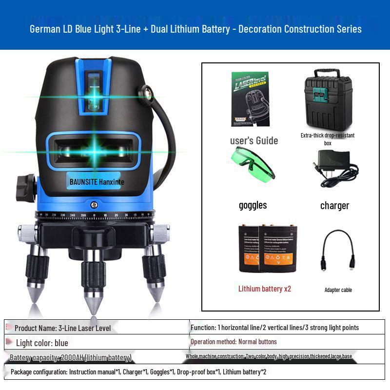 Outdoor High-Precision Infrared and Blue Laser Level - 2, 3, 5 Lines