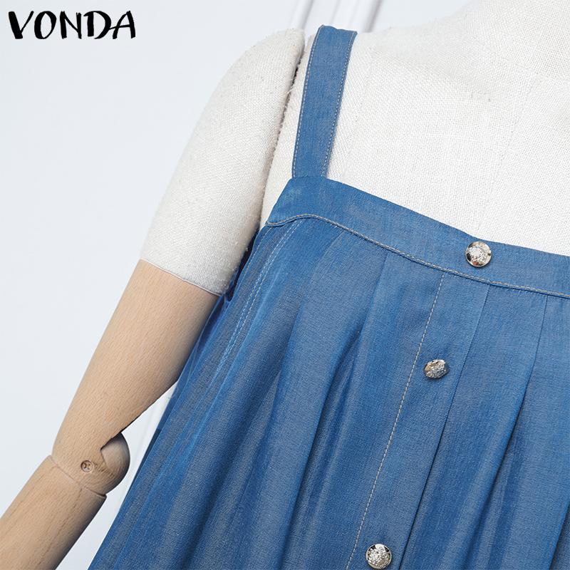 VONDA Summer Women Strap Sleeveless Solid Color Lotus Leaf Hem Casual Thin Mini Dress