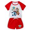 Kids' Color Block Summer Sports Set: Short-Sleeve T-Shirt & Hot Pants.