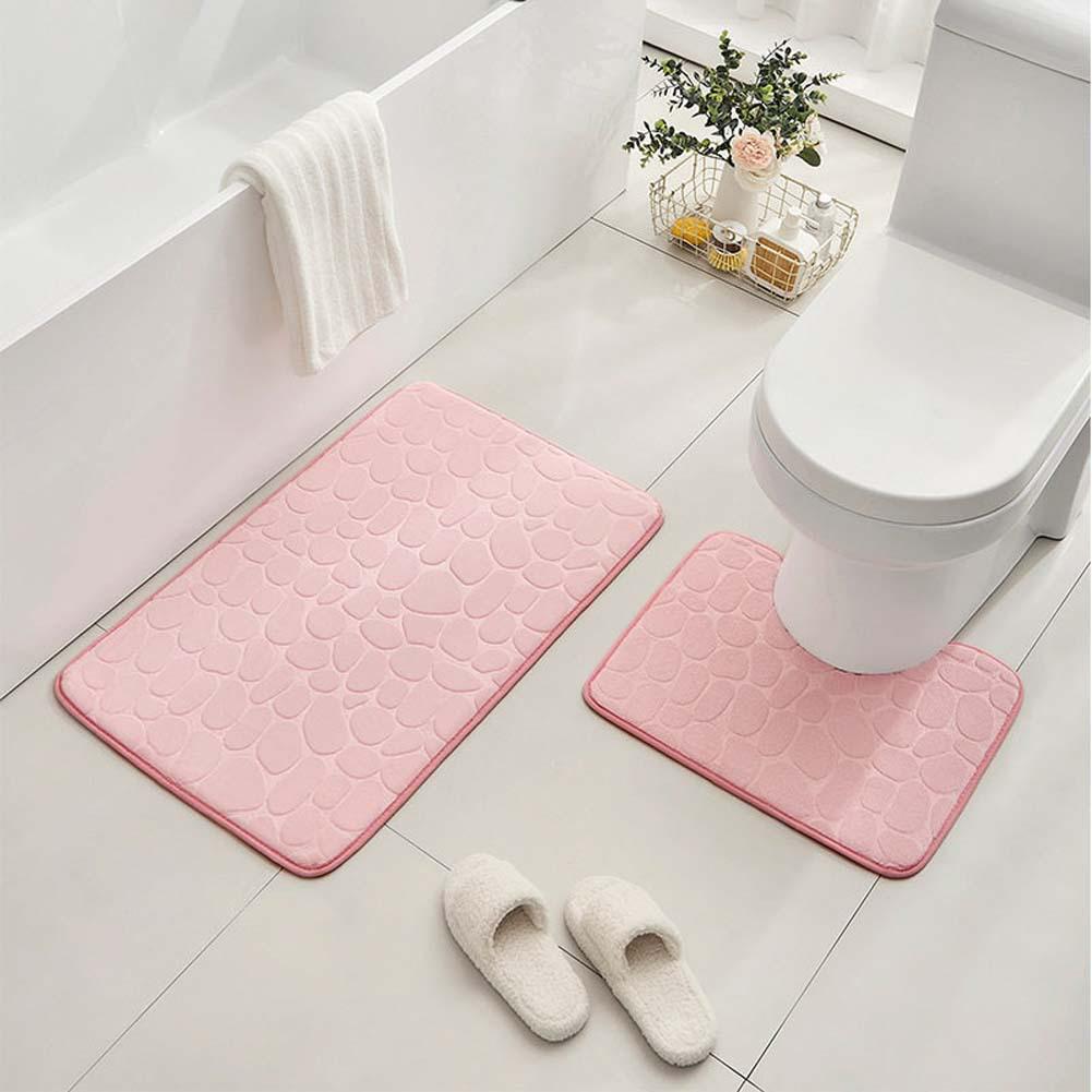 Kiesel Korallenfleece Badezimmer-Matten-Set - Wasserabsorbierend & Rutschfest (2 Stück)