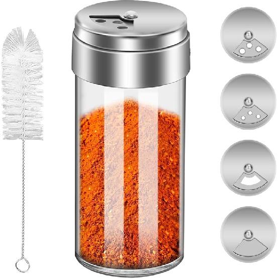 1Pc 3 Oz (90 ml) Salt and Pepper Shakers Set with Adjustable Pour Holes, Salt Shakers for Kitchen, Stainless Steel Seasoning Containers, Dispenser 1