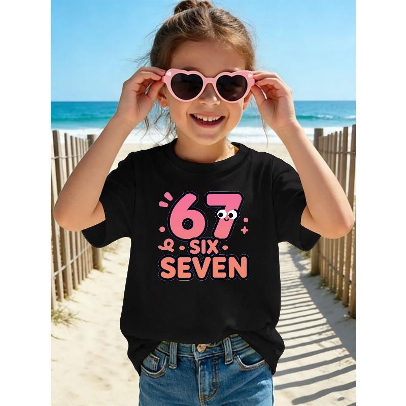 European sizes 67 SIX SEVEN Cute Girls' Summer Short-Sleeve Casual Breathable Comfortable Clothing, The Best Gift for Children, Stylish T-Shirt