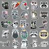 50 Pictures of Little Raccoon Doodle Cartoon Animals Children's Cognitive Guka DIY Skateboard Suitcase Stickers Waterproof