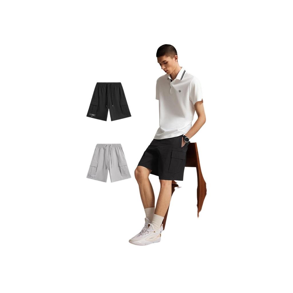 Li Ning Basketball Series Solid Color Versatile Comfortable Simple Sports Shorts Men Shorts Geological-Gray AKSV019-3