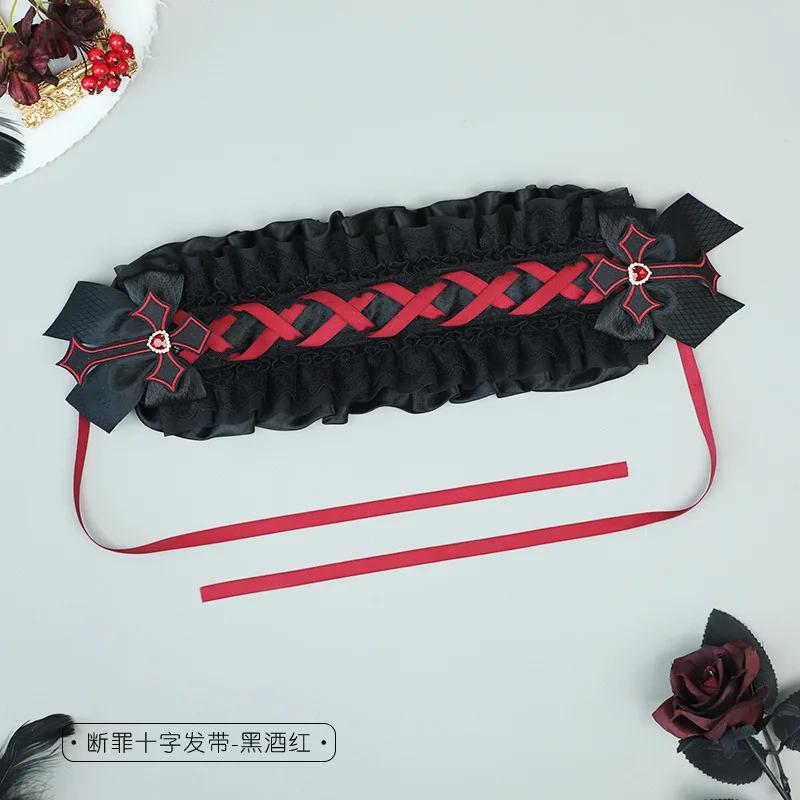 

Готическая Лолита Темный Крест Кружево Бант Повязка на Голову для Аниме Девушек Косплей Вампира Аксессуар для Хэллоуин Вечеринки