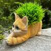 Feline Flower Pot Lifelike Features Cat Shaped Planter Creature Garden Planter Decorative Decoration Resin Cat Statue Pot